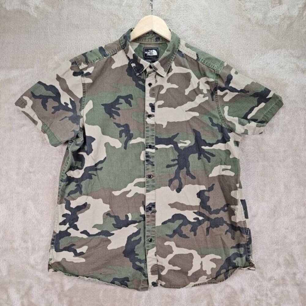 The North Face Camo Button-Down Shirt Sz L Tactical Combat Outdoor Hiking Trail